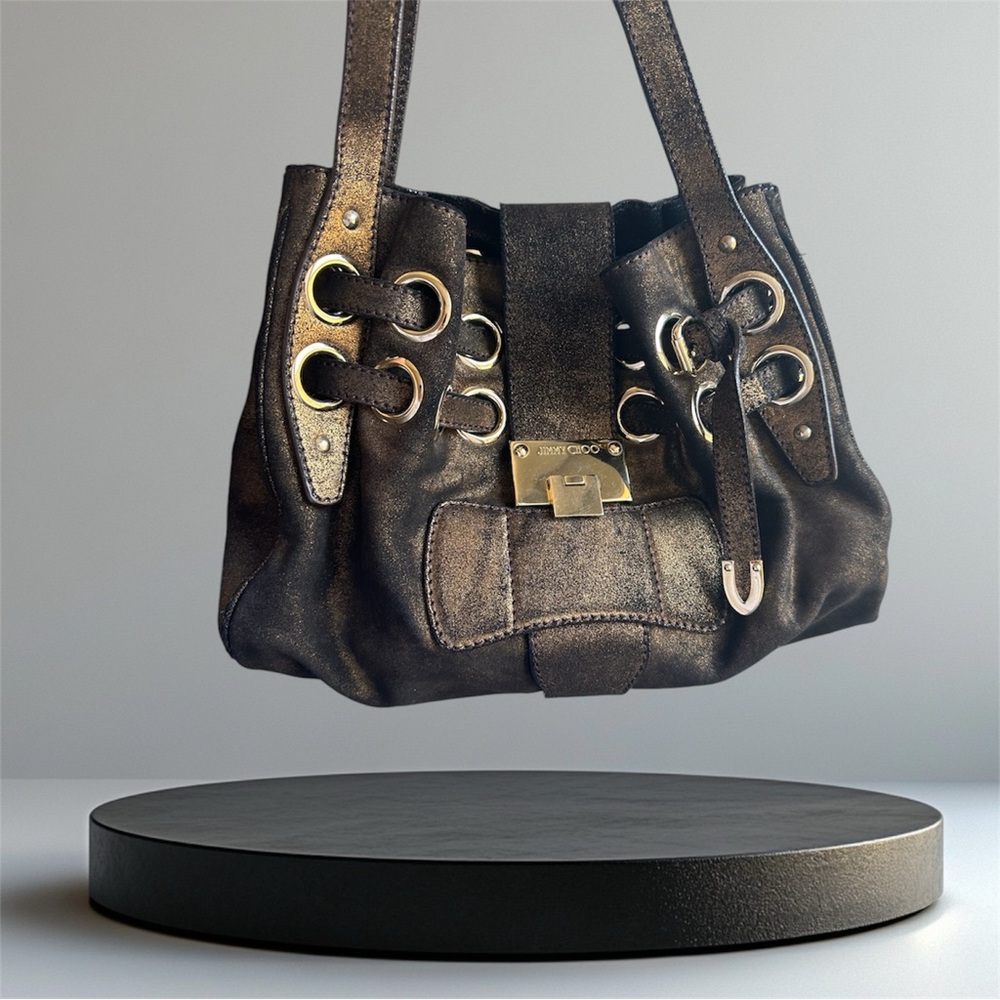 Jimmy choo metallic suede shoulder bag